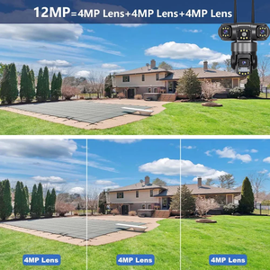 <span class=keywords><strong>Cam</strong></span>éra IP 4G 12MP à triple objectif CMOS, vision nocturne IR, PTZ, moniteur à trois écrans, <span class=keywords><strong>cam</strong></span>éra <span class=keywords><strong>de</strong></span> sécurité domestique, magasin, chantier extérieur - Product Image 3