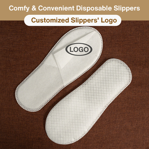 Chaussons d'hôtel blancs personnalisables en non-tissé, matelassés à grille, à bout fermé, pour hôtels 5 étoiles et spas - Product Image 2