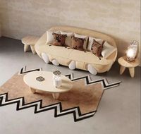 Canapé Moderne Italien Design Simple, Luxe pour Maison et Appartement, Salon, Magnifique Canapé Droit en Tissu Doux Effet Lune