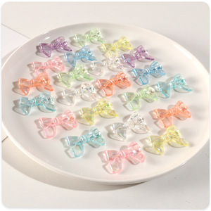 Cuentas de Acrílico Lucite con Forma de Lazo y Agujero para Hacer Joyería DIY, Decoración de Cadenas para Teléfonos y Collares, Surtido Mixto de Color Rosa - Product Image 2
