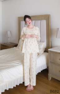 Venta caliente verano/otoño ropa de maternidad sueño y salón estampado mujeres embarazadas pijama conjuntos embarazo lactancia trajes B682 - Product Image 4