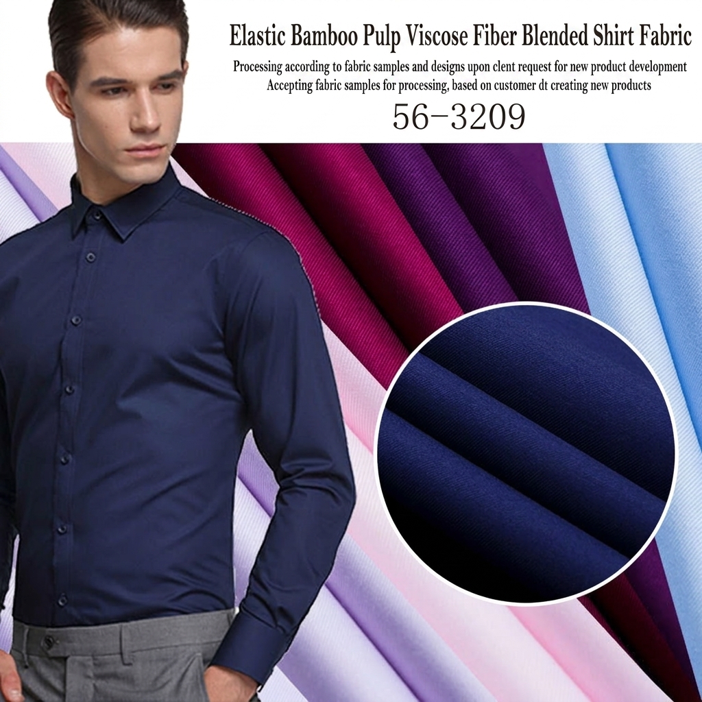 Solid Fine Twill 50% Bamboo Blend-Stretchy Antibacterial Breathable Lightweight Fabric | Shirts Workwear | Multi-Color