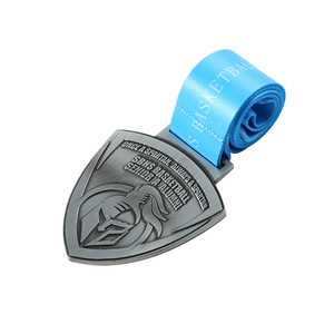 Medaglia personalizzata personalizzata Logo personalizzato con stampa Logo medaglie sportive in metallo argento antico medaglia di pallacanestro per adolescenti delle scuole superiori per il gioco - Product Image 4