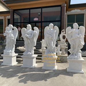 <span class=keywords><strong>Pierre</strong></span> commémorative sculptée motifs de sculpture d'ange style français marbre <span class=keywords><strong>blanc</strong></span> quatre statues d'ange - Product Image 1
