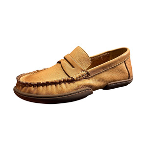 Zapatos slip-on de moda para hombre, de piel de vacuno de primera capa - mocasines cómodos para uso casual de alta gama - zapatos para conducir - Product Image 5
