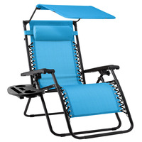 Chaises pliantes de camping, de jardin et de plage populaires, portables, de loisirs, à gravité zéro, avec auvent et porte-gobelet latéral