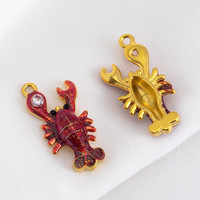 F339 Breloques et pendentifs en forme de crabe et coquille de homard en émail massif, en acier inoxydable PVD 18k, pour enfants, pour la création de colliers, bracelets et bracelets de cheville
