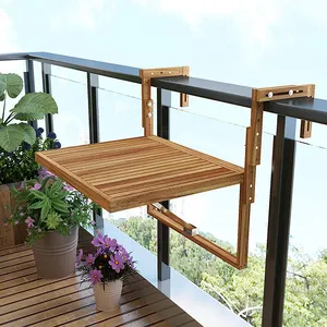 Plateau mural réglable en bambou, pliable, pour balcon, 1 pièce