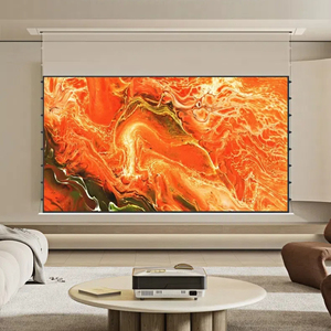 Layar Motorized Ceiling Screen Ultra Flat 4K <span class=keywords><strong>100</strong></span> inci dengan ALR Tersembunyi Otomatis, Ukuran dan Material Dapat Disesuaikan, Rasio 16:9 untuk Kamar Tidur, Ruang Tamu, dan Ruangan Hewan Peliharaan - Product Image 1