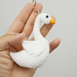 Handmade Black White Swan Crochet Animal <strong>Keychain</strong> Toy Hand Knitted Kawaii Cute Mini Amigurumi Doll Pendant Bag Charm Accessory - Product Image 5