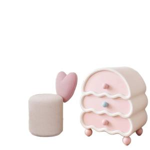 Tabouret de maquillage en forme de cœur, couleur crème, avec dossier, chaise pivotante pour chambre à coucher, usage domestique, adultes, enfants, personnes âgées - Product Image 5