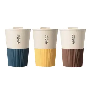 夏季便携式大容量防摔茶和咖啡塑料去水带盖咖啡杯