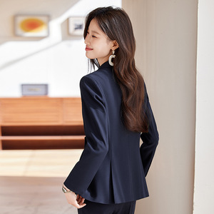 Women's Fitted Waist Suit Set Full Sleeve Spring Office Lady Anti-Wrinkle Professional <b>Work</b> Uniform Slit Jacket - Product Image 4