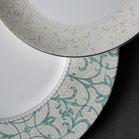 Vaisselle de luxe en porcelaine fine P&T, motif floral turquoise, assiette à dîner avec tasse pour une dégustation raffinée