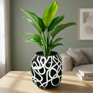Stylish Home Planter Black Flower <b>Pot</b> Modern Decorative Indoor Desk <b>Holder</b> for Living Room Decor Tabletop Greenery - Product Image 1