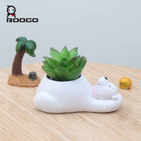 ROOGO Planteur d'intérieur en résine fantaisie en forme d'animal (girafe, zèbre) pour succulentes et cactus, articles cadeaux, décoration jardin et maison