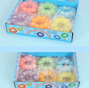 Bracelet anti-stress en TPR souple, forme beignet, à rebond lent, avec paillettes dorées, unisexe, 14 cm – Nouveauté très prisée - Product Image 6