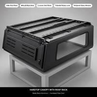 Auvent de camion en aluminium noir mat avec porte-bagages de toit à 4 barres