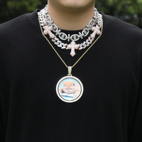 Collier chaîne cubaine œil de cheval 18 mm avec diamants CZ, collier croix, collier statement pour homme et femme