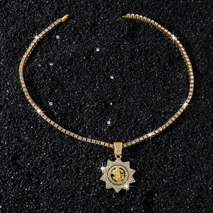 Collier Pendentif Tendance Motif Tournesol et Symbole Dollar, Personnalisé, Style Hiphop, Géométrique, pour Hommes, Bijoux de Mode - Product Image 6