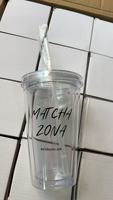 Gobelet en plastique à double paroi de 12 oz sans BPA avec logo personnalisé, couvercle et paille