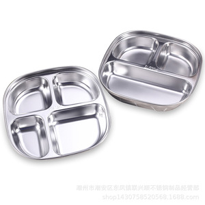 Assiette pour enfants en acier inoxydable 304, trois compartiments, grande taille carrée, pour utilisation en maternelle - Product Image 5