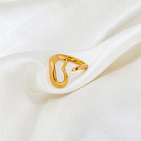 Joolim Vente en Gros de Bijoux Haut de Gamme PVD Étanche et Sans Décoloration Mode Simple Grand Coeur Creux d'Amour Bague en Acier Inoxydable pour Femmes
