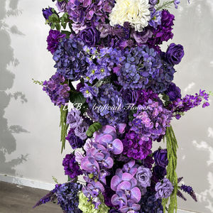 Arche de fleurs artificielles en soie pour mariage en plein air, décorée d'hortensias violets, faite à la main - Product Image 3