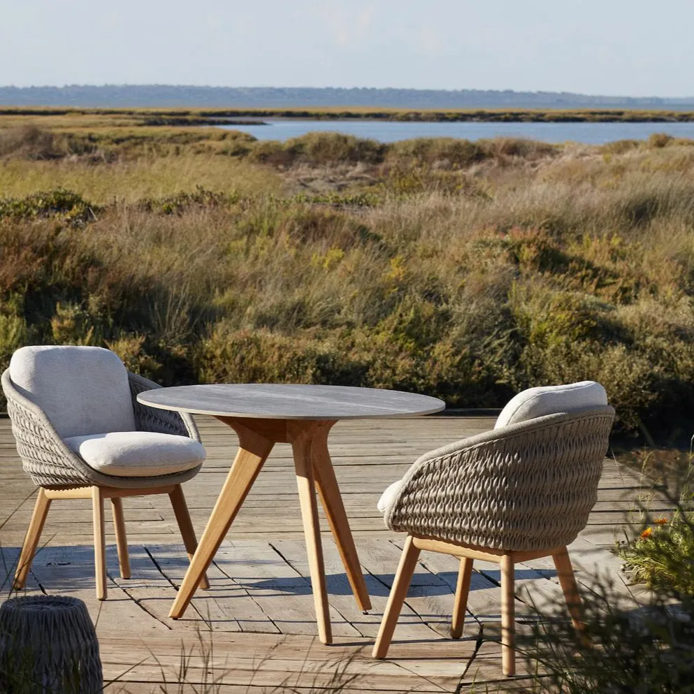 Juego de muebles de comedor grande para jardín y fiesta en casa, mesa para exteriores, silla de madera maciza de teca