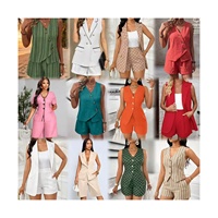 Ensemble deux pièces rayé sans manches pour femme, collection été 2026 YK2, style décontracté, streetwear, club, loungewear, ensembles assortis, vente en gros