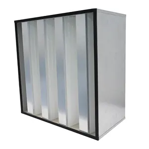 Hot Sale OEM Industrial Cleanroom V Bank Compact F8 Merv14 Galvanized Frame Medium Filter