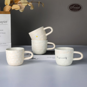 SWT Elegant 12 Ounce Ceramic Stoneware Coffee Cups, Porcelain <strong>Mugs</strong> Sets for Coffee, Tea, Milk White Matte Ceramic <strong>Footed</strong> <strong>Mug</strong> - Product Image 4