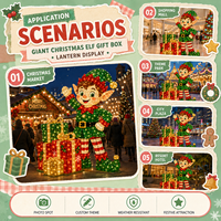 Lebensgroße Weihnachtself-Geschenkbox-Laterne für Kommerzielle Feiertagsdekoration