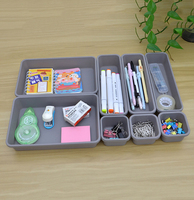 Ensemble de 8 organiseurs de tiroirs en plastique - 3 tailles - Multi-usages - Moderne - Vanity - Maquillage - Cuisine et bureau - Plateaux de rangement pour salle de bain