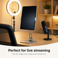 Support de téléphone en aluminium pliable, support de tablette de bureau, rotation à 360°, support réglable tout en métal, bureau, étude, diffusion en direct