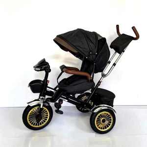 Vente en gros directe : Tricycle 4-en-1 pour enfants avec système de direction intégré, poignée en cuir, paniers avant et arrière, vélo-poussette pour tout-petits - Product Image 5