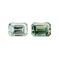 Pierres de Moissanite Taillées en Émeraude, Bleu Vert Aqua, 0,5-10 carats, VVS1, Certifiées GRA, Créées en Laboratoire, Fournitures en Gros pour la Fabrication de Bijoux