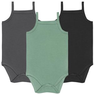 Bodysuit Tanpa Lengan Serat Bambu Musim Panas untuk Bayi Laki-laki & Perempuan, Romper Segitiga Model Sling Tank Top - Product Image 3