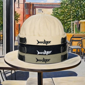 高品质可调节纯色鲨鱼字母无檐无檐帽 100% 棉男女通用商务帽 Bocca 右侧面板 - Product Image 3