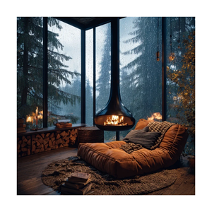 Tonya Wholesale Poêle à <span class=keywords><strong>bois</strong></span> mural suspendu en acier robuste pour foyer à <span class=keywords><strong>bois</strong></span> véritable, pour chalet, hôtel, chauffage intérieur et décoration - Product Image 1