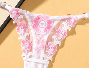 Belle broderie tongs femmes G cordes Sexy slips transparents grande taille réglable grosse fille dentelle culotte sous-vêtements pour femmes - Product Image 5