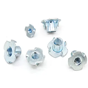 Grade 4 6 8 carbon steel zinc plain t-slot nut Four jaw nut din1624 YJT3002 T-nut for wood furniture Tee Nuts with Pronge