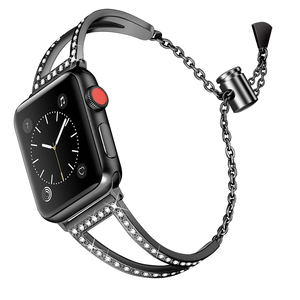 Correa de reloj de diamante de acero inoxidable de lujo para <span class=keywords><strong>Apple</strong></span> <span class=keywords><strong>Watch</strong></span> 9 8 7 6 pulsera 45mm 41mm 44mm <span class=keywords><strong>40mm</strong></span> pulsera de Metal oro rosa para mujer - Product Image 2