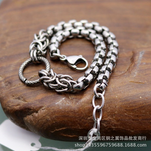 yunnique Retro Blackened Titanium Steel <b>Ball</b> Chain <b>Bracelet</b> Unisex Fashion Jewelry Geometric Design Guangzhou Origin - Product Image 4