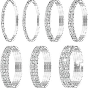 Bracelets élastiques de tennis à 5 rangées en gros d'usine <span class=keywords><strong>Bracelet</strong></span> de mariage de mariée avec chaîne de tennis extensible multicouche en strass brillant - Product Image 1