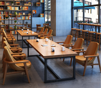 Table à manger longue en bois sur mesure, avec structure métallique, écologique, pour plusieurs personnes, idéale pour restaurants, villas et salles de réunion