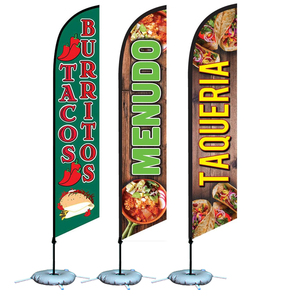 Banderas de Pluma de 3.4m, Oriflamme Personalizada, Bandera de Playa con Impresión Publicitaria, Pancarta Exterior, Bandera de Pluma con Base para Comida de Pollo - Product Image 1