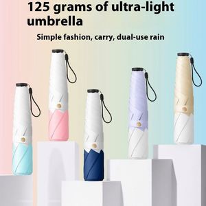 Nouveau Parapluie Publicitaire Femme Double Usage Ultra-Léger Soleil Pluie Personnalisé Noir Anti-UV Pliant en Trois Plis Forme Crayon Plume Cadeaux d'Affaires - Product Image 2