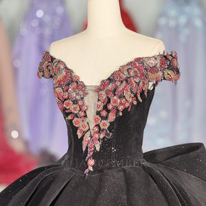 Vestidos de Quinceañera Dy6963, Estilo Princesa, con Apliques de Cuentas, Chifón, 100% Algodón Natural, Color Negro - Product Image 4