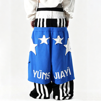 Shorts de jogging YYSY Streetwear personnalisés à double taille, en molleton épais, style vintage, avec patch brodé et effet empilé pour homme